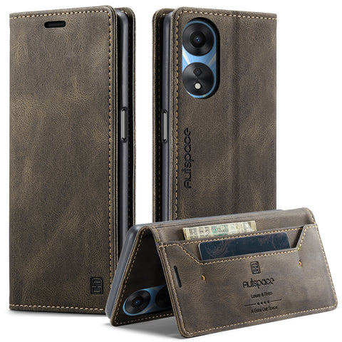 AUTSPACE For Oppo A58 5G / Oppo A58x 5G / Oppo A1x 5G / Oppo A78 5G Wallet Case  A01 Leather Stand Cover with RFID Blocking Card Holder