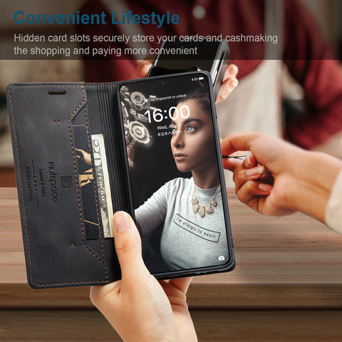 For Huawei P50E / Huawei P50 4G Wallet Case AUTSPACE A01 Leather Stand Cover with RFID Blocking Card Holder