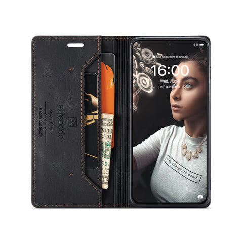 For Huawei P50E / Huawei P50 4G Wallet Case AUTSPACE A01 Leather Stand Cover with RFID Blocking Card Holder