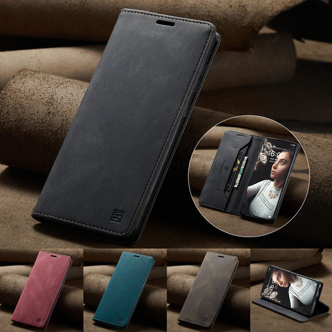 For Huawei P50E / Huawei P50 4G Wallet Case AUTSPACE A01 Leather Stand Cover with RFID Blocking Card Holder