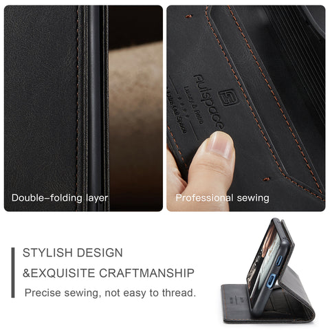 For Huawei P50E / Huawei P50 4G Wallet Case AUTSPACE A01 Leather Stand Cover with RFID Blocking Card Holder