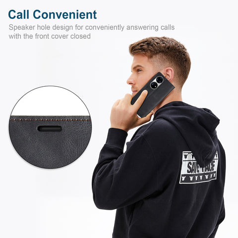 For Huawei P50 Pro 4G Wallet Case AUTSPACE A01 Leather Stand Cover with RFID Blocking Card Holder