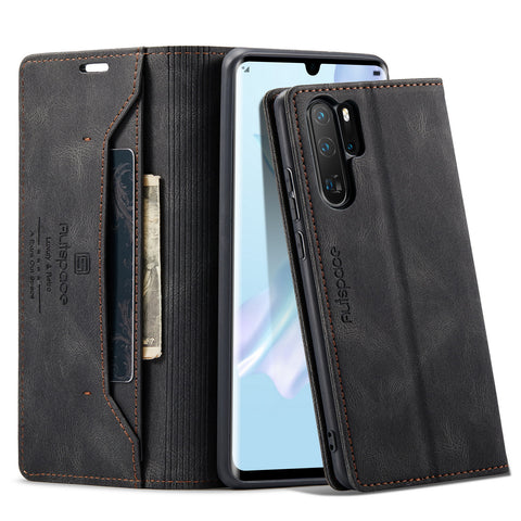 For Huawei P30 Pro Wallet Case AUTSPACE A01 Leather Stand Cover with RFID Blocking Card Holder