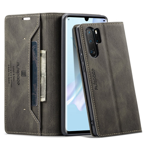 For Huawei P30 Pro Wallet Case AUTSPACE A01 Leather Stand Cover with RFID Blocking Card Holder