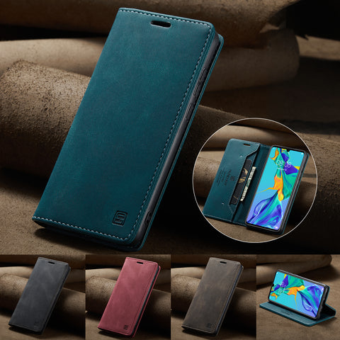 For Huawei P30 Wallet Case AUTSPACE A01 Leather Stand Cover with RFID Blocking Card Holder