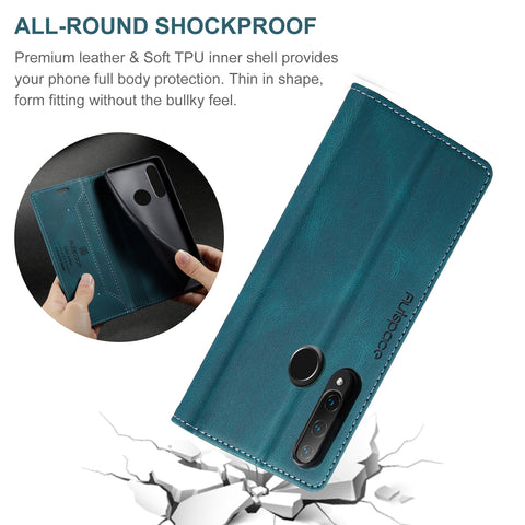 AUTSPACE For Huawei P30 Lite New Edition / Huawei nova 4e / Huawei P30 Lite Wallet Case  A01 Leather Stand Cover with RFID Blocking Card Holder