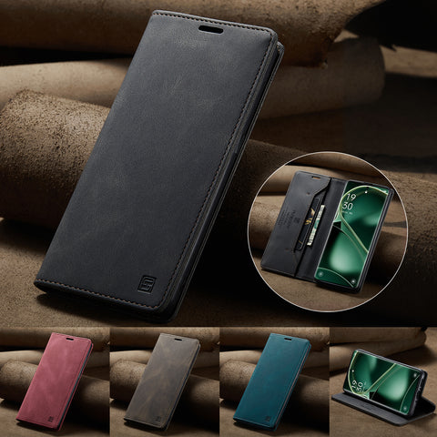 AUTSPACE For Oppo Find X6 Pro Wallet Case  A01 Leather Stand Cover with RFID Blocking Card Holder