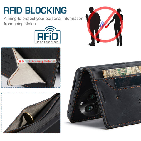AUTSPACE For Oppo Find X6 Wallet Case  A01 Leather Stand Cover with RFID Blocking Card Holder