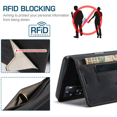AUTSPACE For Oppo A57s 4G / Oppo A57e 4G / Oppo A77 4G / Oppo A77s 4G / Oppo A57 4G Wallet Case  A01 Leather Stand Cover with RFID Blocking Card Holder