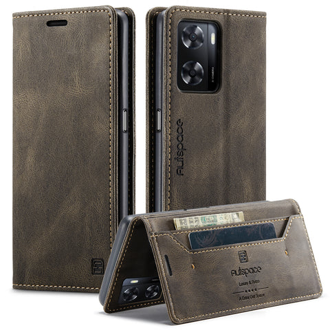 AUTSPACE For Oppo A57s 4G / Oppo A57e 4G / Oppo A77 4G / Oppo A77s 4G / Oppo A57 4G Wallet Case  A01 Leather Stand Cover with RFID Blocking Card Holder