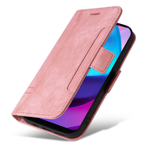 BETOPNICE 001 For Motorola Moto E20 / E30 / E40 Imprinted Stitching Line PU Leather Wallet Case Foldable Stand Protective Cover with Strap