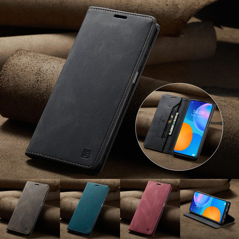AUTSPACE For Huawei Y7a / Huawei P smart 2021 Wallet Case  A01 Leather Stand Cover with RFID Blocking Card Holder