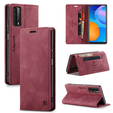 AUTSPACE For Huawei Y7a / Huawei P smart 2021 Wallet Case  A01 Leather Stand Cover with RFID Blocking Card Holder