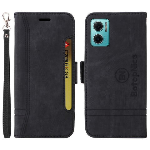 BETOPNICE 001 For Xiaomi Redmi Note 11E 5G / 10 5G / 10 Prime+ 5G Imprinted Stitching Line PU Leather Phone Drop-proof Case Flip Stand Wallet Cover with Strap