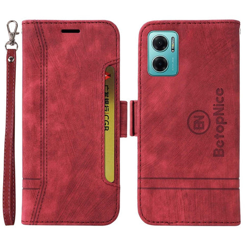 BETOPNICE 001 For Xiaomi Redmi Note 11E 5G / 10 5G / 10 Prime+ 5G Imprinted Stitching Line PU Leather Phone Drop-proof Case Flip Stand Wallet Cover with Strap