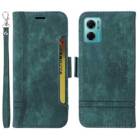 BETOPNICE 001 For Xiaomi Redmi Note 11E 5G / 10 5G / 10 Prime+ 5G Imprinted Stitching Line PU Leather Phone Drop-proof Case Flip Stand Wallet Cover with Strap