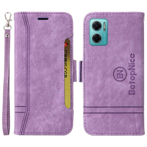 BETOPNICE 001 For Xiaomi Redmi Note 11E 5G / 10 5G / 10 Prime+ 5G Imprinted Stitching Line PU Leather Phone Drop-proof Case Flip Stand Wallet Cover with Strap