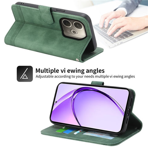 DIERFENG DF-03 For Oppo A5 Pro 4G (Global) / 5G (Global) / A5 Energy 5G (China) Leather Case Lines Imprint Wallet Phone Cover