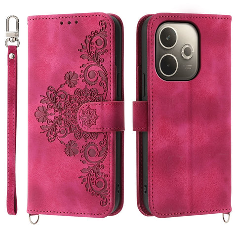 For Oppo A5 Pro 4G (Global) / 5G (Global) / A5 Energy 5G (China) Case Flower Pattern PU Leather Wallet Phone Cover with Strap