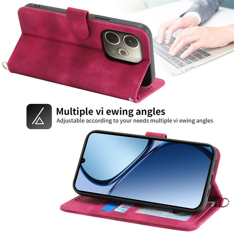 For Oppo A5 Pro 4G (Global) / 5G (Global) / A5 Energy 5G (China) Case Flower Pattern PU Leather Wallet Phone Cover with Strap