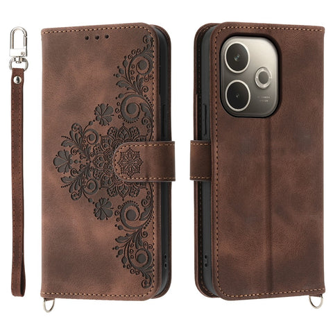 For Oppo A5 Pro 4G (Global) / 5G (Global) / A5 Energy 5G (China) Case Flower Pattern PU Leather Wallet Phone Cover with Strap