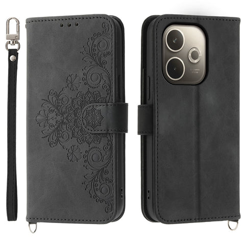 For Oppo A5 Pro 4G (Global) / 5G (Global) / A5 Energy 5G (China) Case Flower Pattern PU Leather Wallet Phone Cover with Strap
