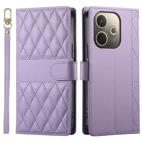 For Oppo A5 Pro 4G (Global) / 5G (Global) / A5 Energy 5G (China) Case Rhombus Stitching Wallet Stand Leather Phone Cover with Strap