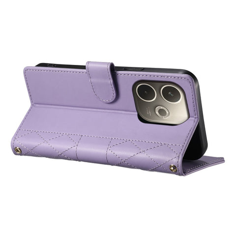 For Oppo A5 Pro 4G (Global) / 5G (Global) / A5 Energy 5G (China) Case Rhombus Stitching Wallet Stand Leather Phone Cover with Strap