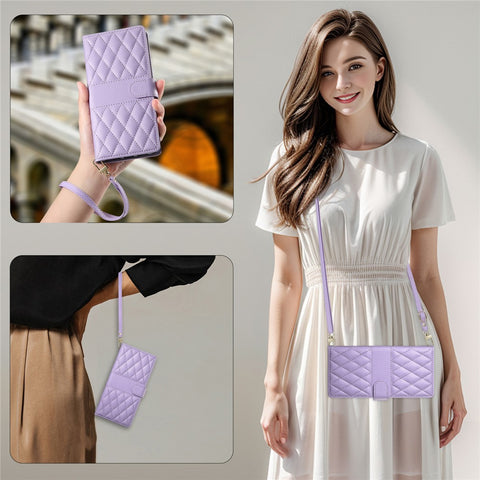 For Oppo A5 Pro 4G (Global) / 5G (Global) / A5 Energy 5G (China) Case Rhombus Stitching Wallet Stand Leather Phone Cover with Strap
