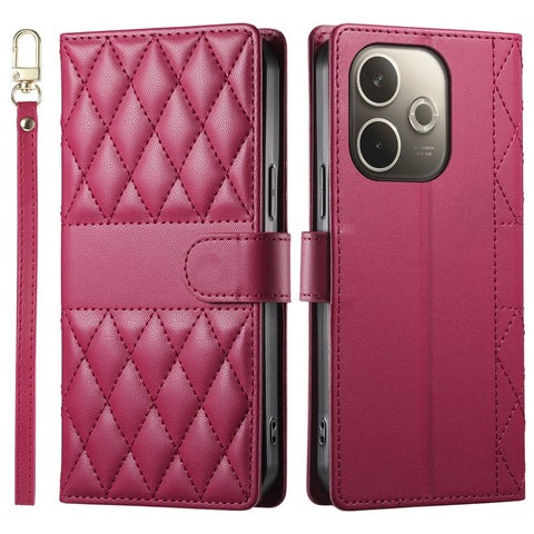 For Oppo A5 Pro 4G (Global) / 5G (Global) / A5 Energy 5G (China) Case Rhombus Stitching Wallet Stand Leather Phone Cover with Strap