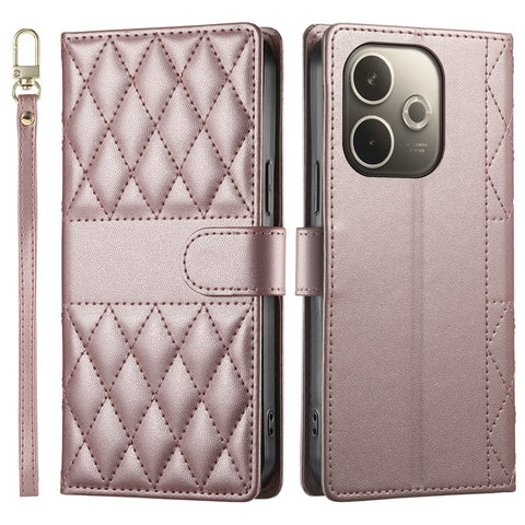 For Oppo A5 Pro 4G (Global) / 5G (Global) / A5 Energy 5G (China) Case Rhombus Stitching Wallet Stand Leather Phone Cover with Strap