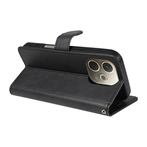 For Oppo A5 Pro 4G (Global) / 5G (Global) Leather Wallet Case with Strap Solid Color Phone Stand Cover