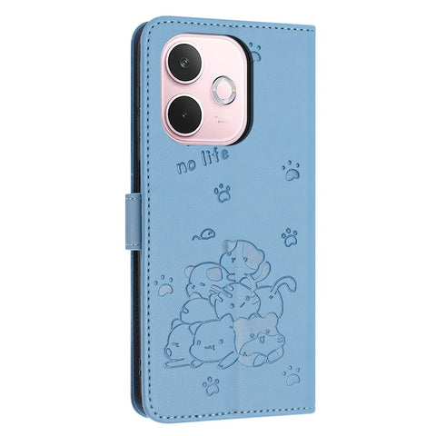 For Oppo A5 Pro 4G (Global) / 5G (Global) / A5 Energy 5G (China) Wallet Case Cats Imprint Leather Phone Cover with Strap