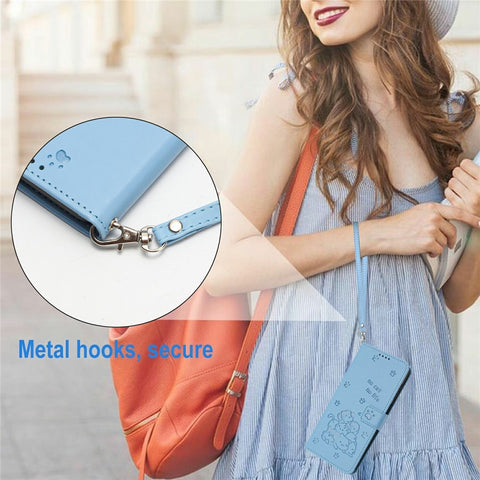 For Oppo A5 Pro 4G (Global) / 5G (Global) / A5 Energy 5G (China) Wallet Case Cats Imprint Leather Phone Cover with Strap