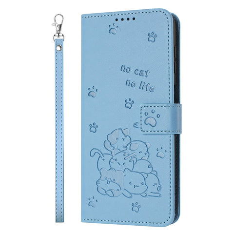 For Oppo A5 Pro 4G (Global) / 5G (Global) / A5 Energy 5G (China) Wallet Case Cats Imprint Leather Phone Cover with Strap