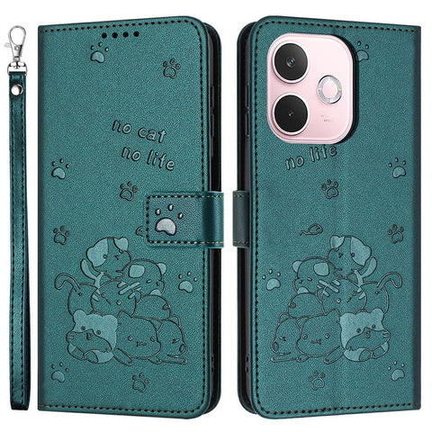 For Oppo A5 Pro 4G (Global) / 5G (Global) / A5 Energy 5G (China) Wallet Case Cats Imprint Leather Phone Cover with Strap