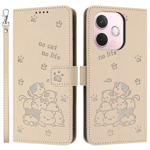 For Oppo A5 Pro 4G (Global) / 5G (Global) / A5 Energy 5G (China) Wallet Case Cats Imprint Leather Phone Cover with Strap