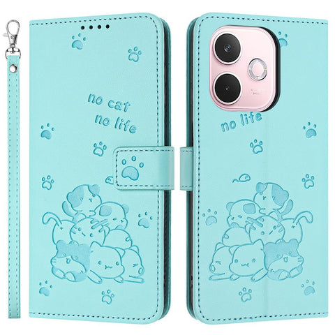 For Oppo A5 Pro 4G (Global) / 5G (Global) / A5 Energy 5G (China) Wallet Case Cats Imprint Leather Phone Cover with Strap