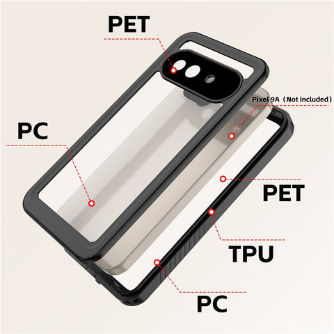 REDPEPPER FS Series For Google Pixel 9a Case IP68 Waterproof Clear Back Panel Phone Cover