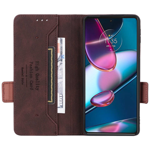 For Motorola Edge X30 / Edge 30 Pro (Motorola Edge+ (2022)) Hardware Decor Wallet Phone Case PU Leather Stand Dual Magnetic Clasp Protective Flip Cover