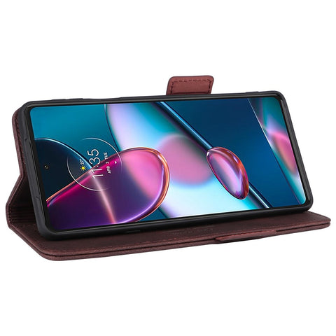 For Motorola Edge X30 / Edge 30 Pro (Motorola Edge+ (2022)) Hardware Decor Wallet Phone Case PU Leather Stand Dual Magnetic Clasp Protective Flip Cover