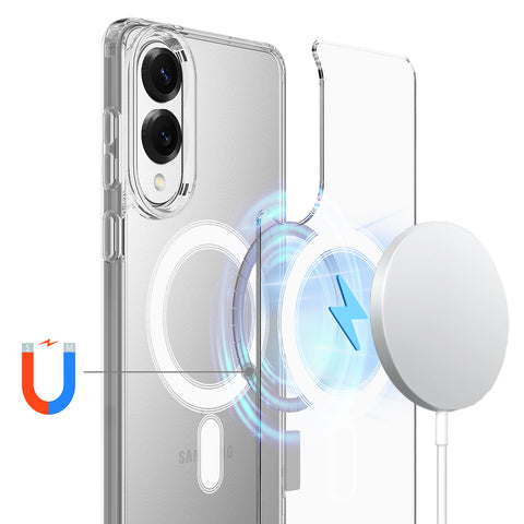 For Samsung Galaxy S25 Edge Clear Phone Magnetic Case TPU+Acrylic Back Cover