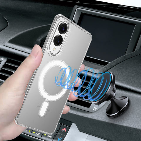 For Samsung Galaxy S25 Edge Clear Phone Magnetic Case TPU+Acrylic Back Cover
