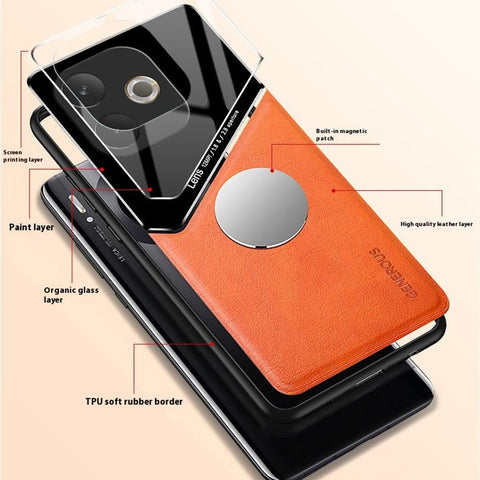 For Oppo A5 Pro 4G (Global) / 5G (Global) / A5 Energy 5G (China) Case Leather Coated PC + TPU Phone Back Cover