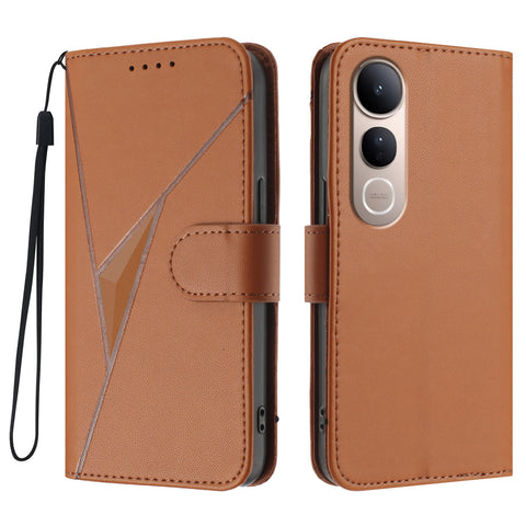 For vivo V50 Lite 5G Case Triangle Imprint Leather Phone Cover with Lanyard