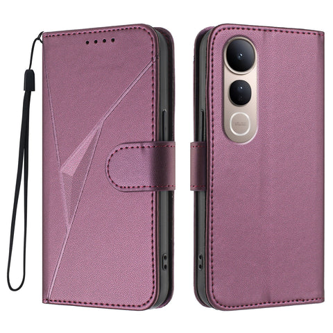 For vivo V50 Lite 5G Case Triangle Imprint Leather Phone Cover with Lanyard