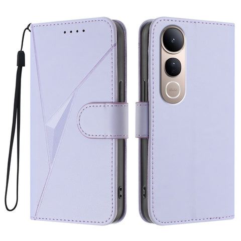 For vivo V50 Lite 5G Case Triangle Imprint Leather Phone Cover with Lanyard