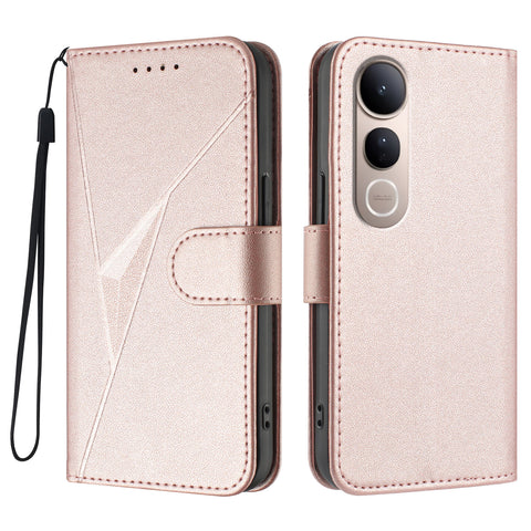 For vivo V50 Lite 5G Case Triangle Imprint Leather Phone Cover with Lanyard