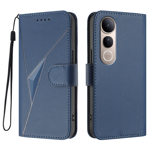 For vivo V50 Lite 5G Case Triangle Imprint Leather Phone Cover with Lanyard