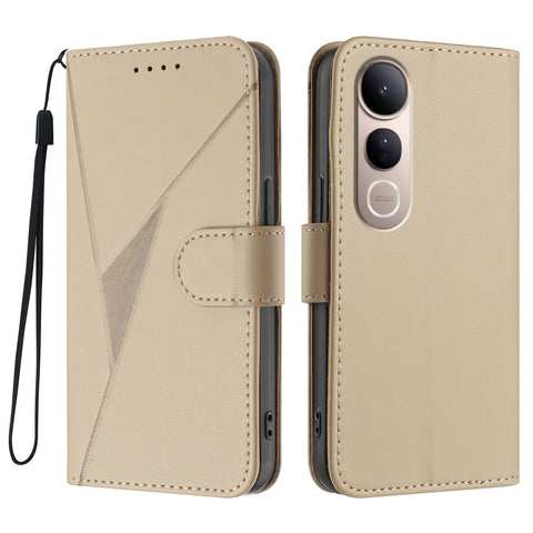 For vivo V50 Lite 5G Case Triangle Imprint Leather Phone Cover with Lanyard